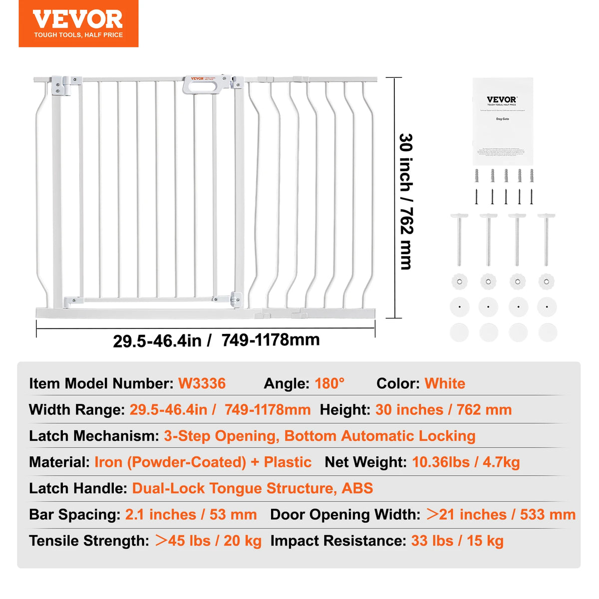 SucceBuy Pressure Mounted Walk Through Baby Pet Security Gate