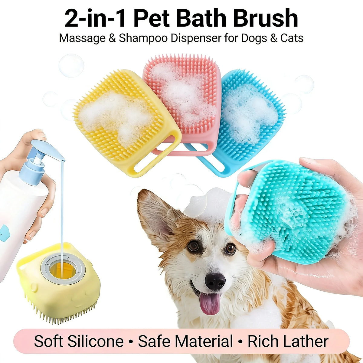 Soft Silicone Pet Bath Gloves For Dog And Cat Grooming