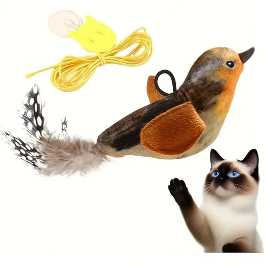 Interactive Wall Mounted Sound Activated Plush Catnip Bird Toy