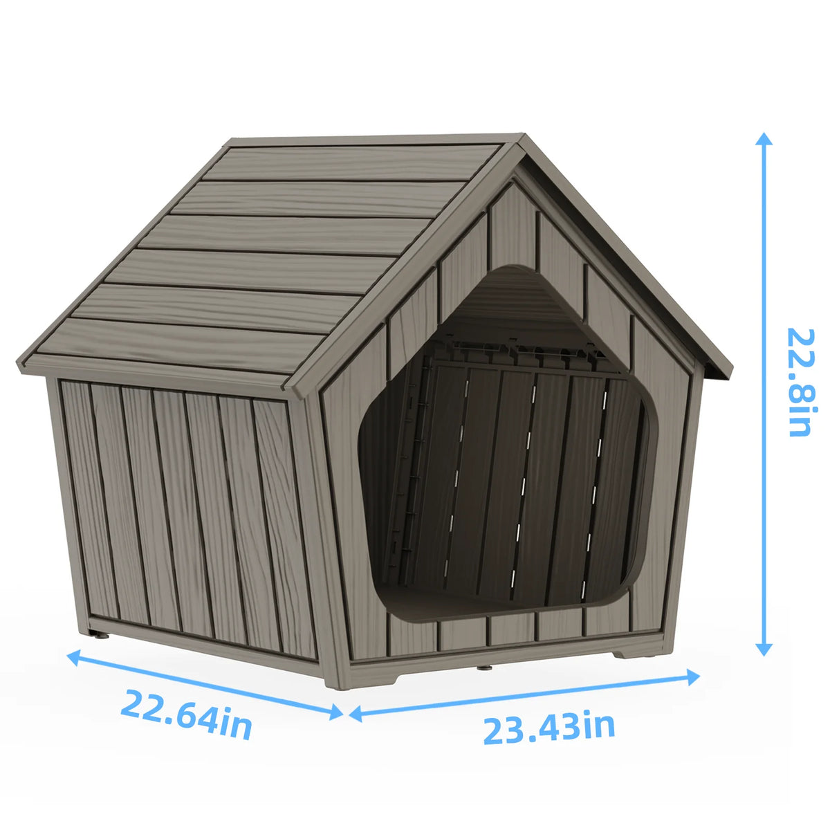 Waterproof Outdoor Plastic Dog House With Ventilated Gable Roof