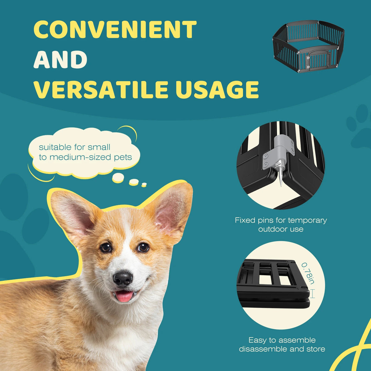 JHK Plastic Dog Playpen For Small Medium Pets Safety Fence