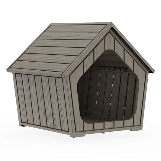 Waterproof Outdoor Plastic Dog House With Ventilated Gable Roof