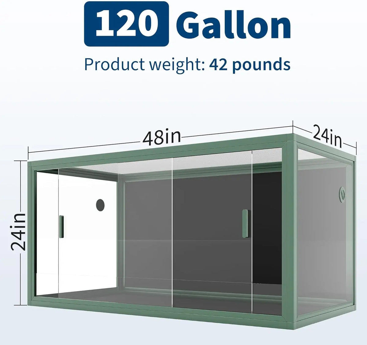 120 Gallon Reptile Terrarium, 4x2x2 ft Front Opening Glass Enclosure,Reptile Tank with Screen Top Ventilation for Lizard Snake