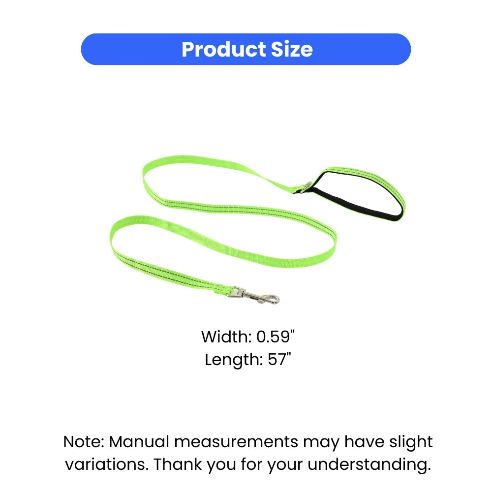 7PCS/Carton Reflective Dog Leash Double Sided Nylon Pet Lead with Padded Handle D Ring Metal Clip for Walking Training 3 Colors Mixed