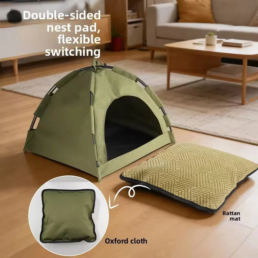 Foldable Semi Enclosed Pet Tent Washable Cat And Dog Shelter