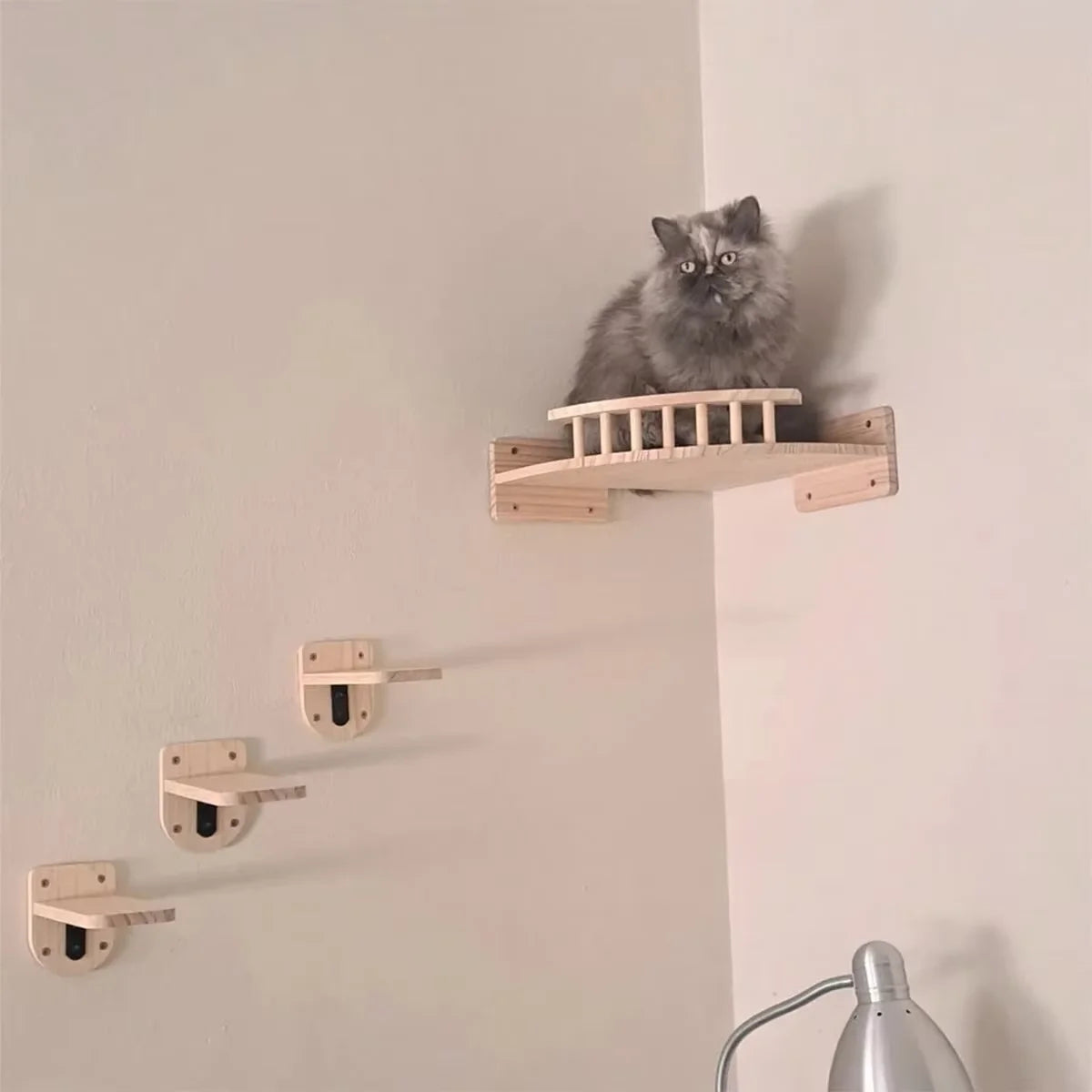 CWV Wall Mounted Cat Hammock Shelves With Pine Steps