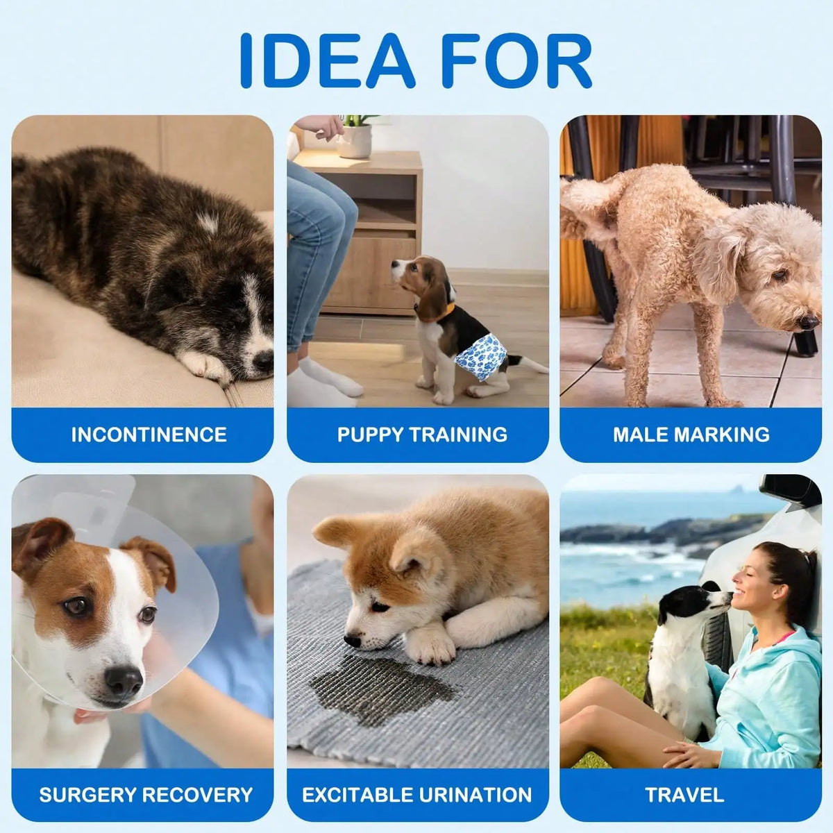 DONO'S DIARY Dog Diapers Male, Disposable Male Dog, Ultra Absorbent Doggie Diapers, Rapid-Dry Leak-Proof Puppy Diapers, Wetness Indicator Excitable Urination Incontinence
