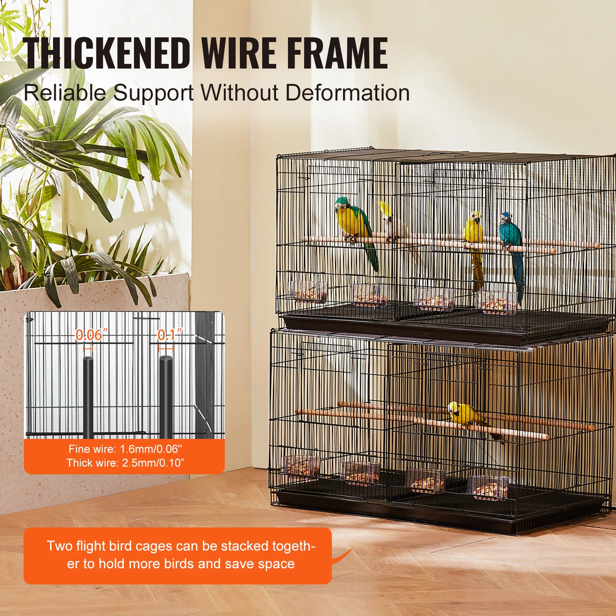 SucceBuy Stackable Divided Bird Cage With Handle And Perches
