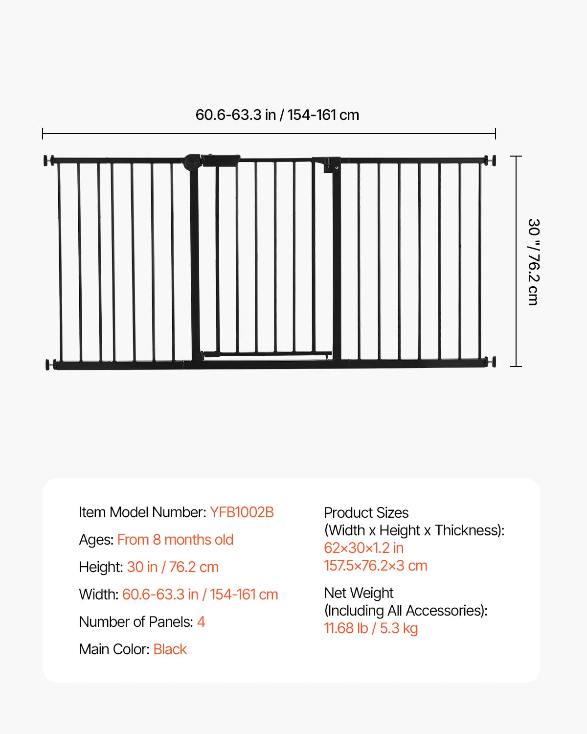 SucceBuy Pressure Mounted Walk Through Baby Pet Security Gate