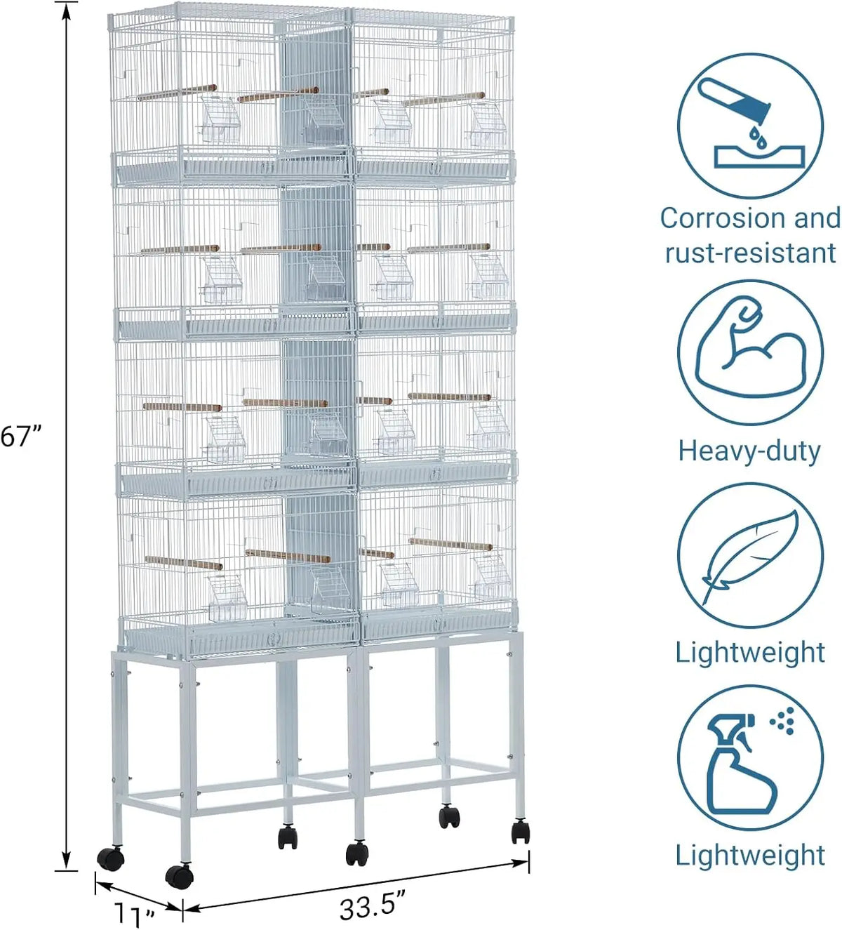 TWISTER.CK Large Bird Cage With Rolling Stand And Detachable Tray