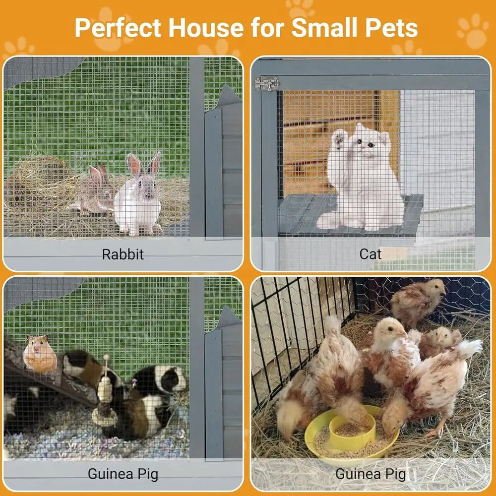 Multi Level Cat Enclosure With Lockable Wheels And Cabin