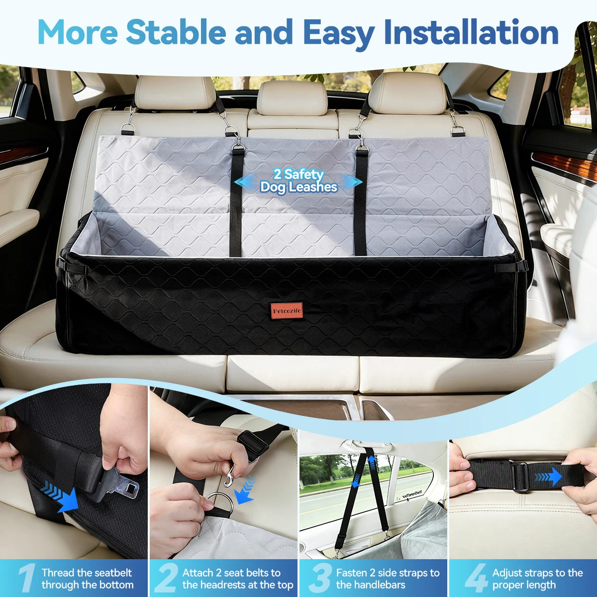 Multi Functional Dog Car Seat With Thick Cushion And Leashes