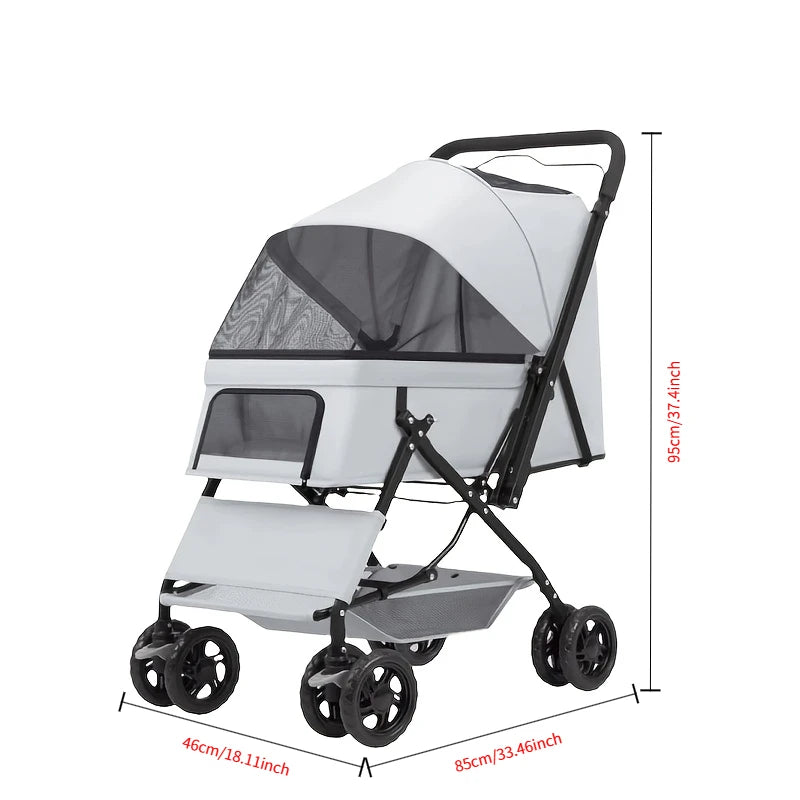 Portable Four Wheel Pet Stroller For Comfortable And Safe Travel
