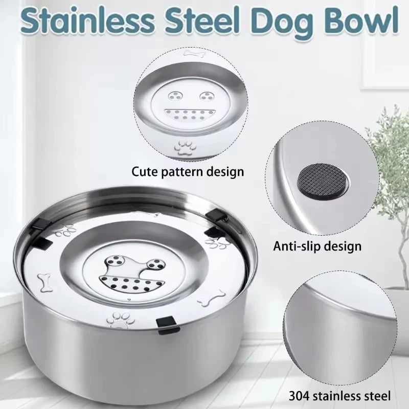 Stainless Steel Anti Splash Floating Dog Water Feeder Bowl