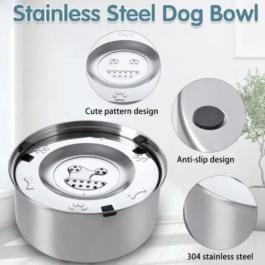 Stainless Steel Anti Splash Floating Dog Water Feeder Bowl