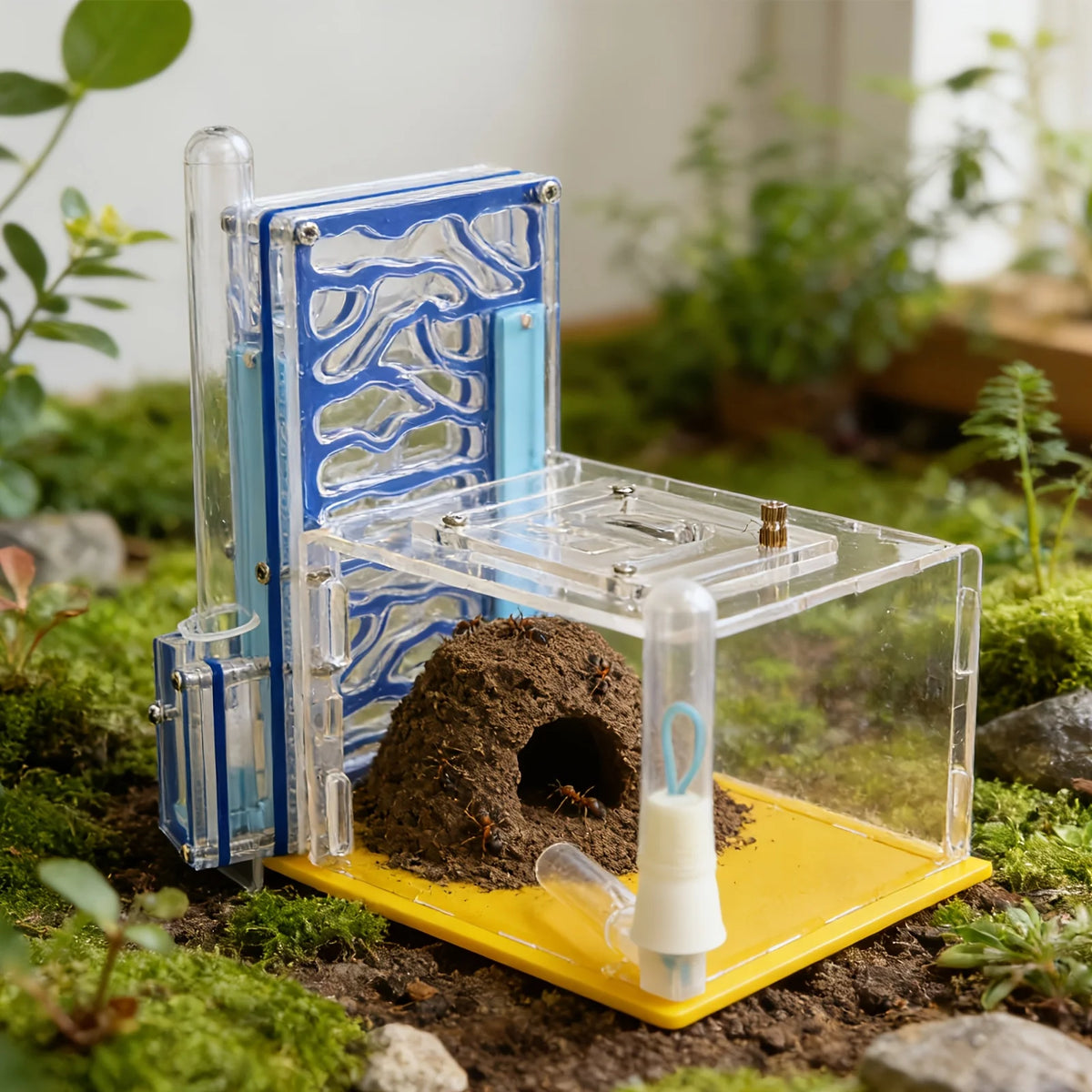 Transparent Acrylic T-Shaped Ant Nest With Built-In Feeding Area
