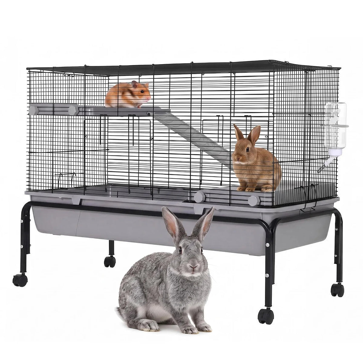 HiMISS Small Animal Cage With Stand And Removable Tray
