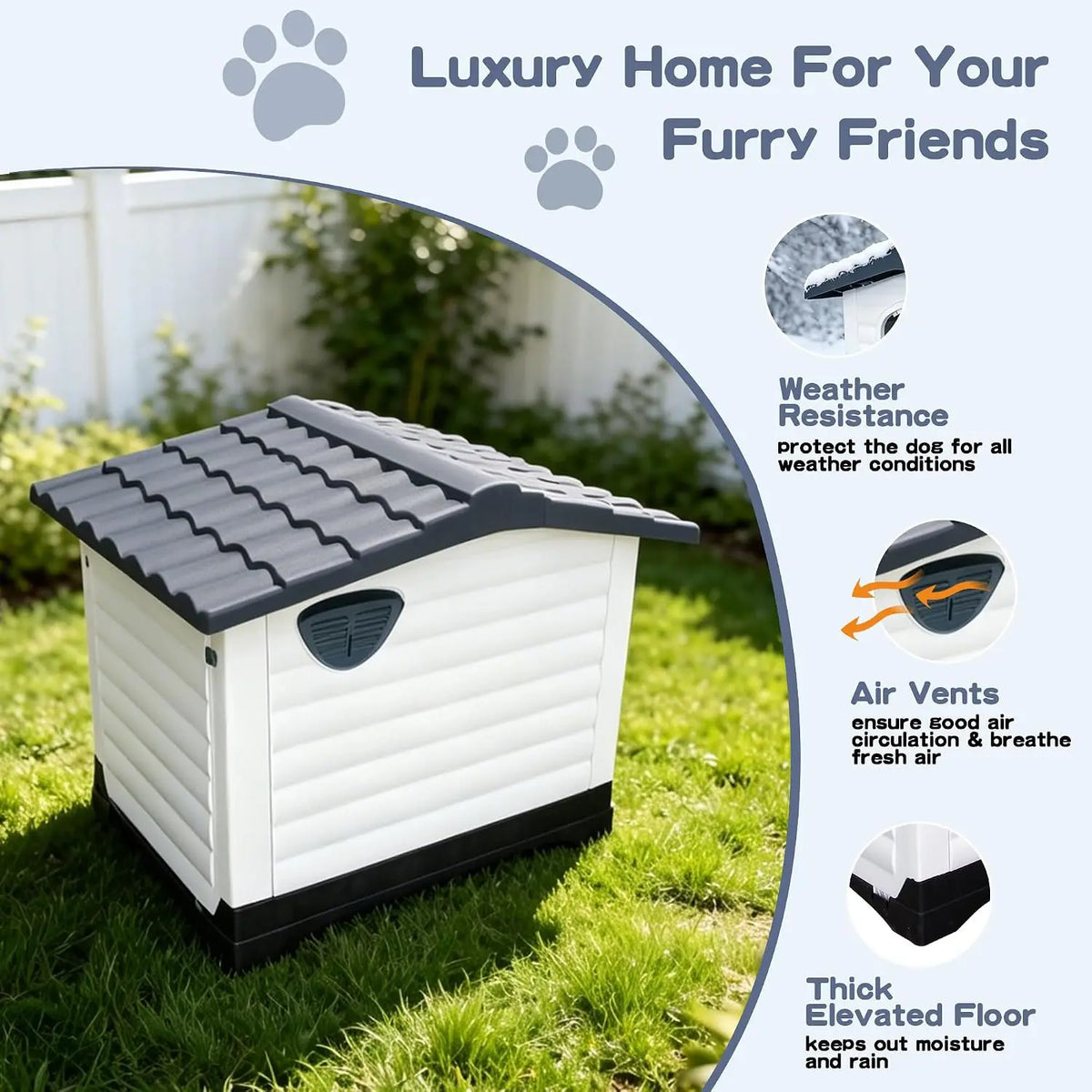 TWISTER CK Waterproof Two Door Dog House With Fold Out Porch