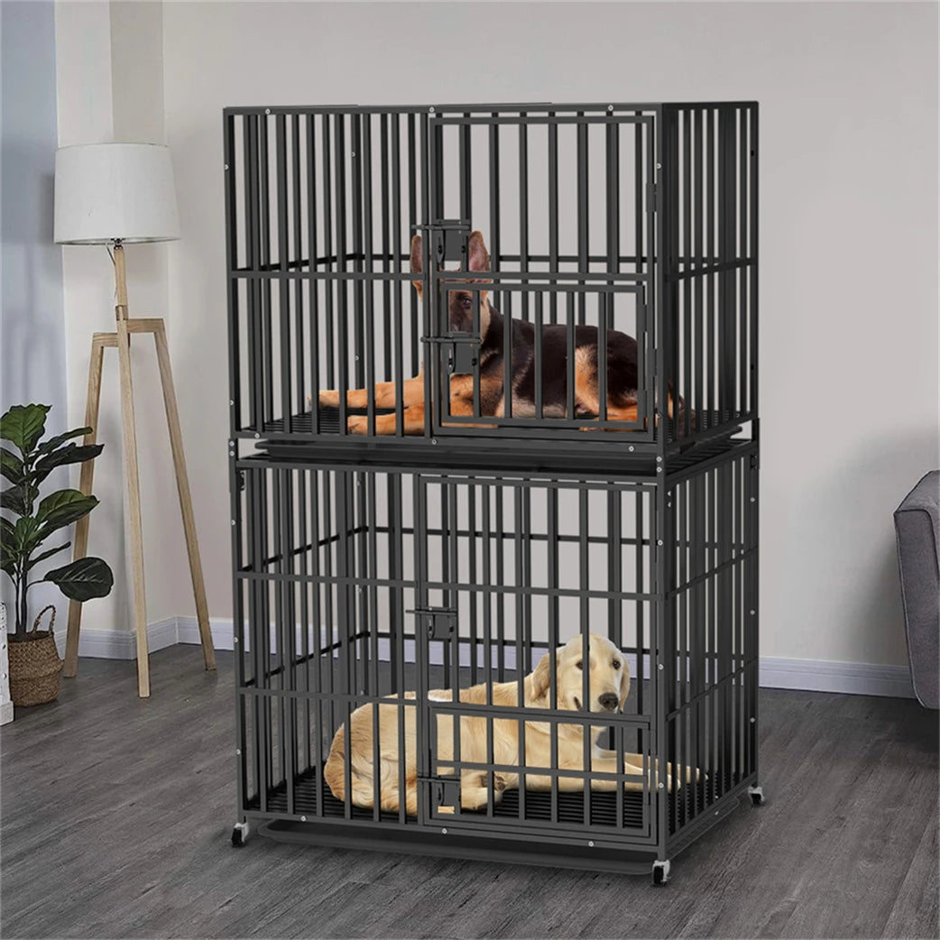 Borwart Heavy Duty Stackable Double Layer Dog Crate Kennel