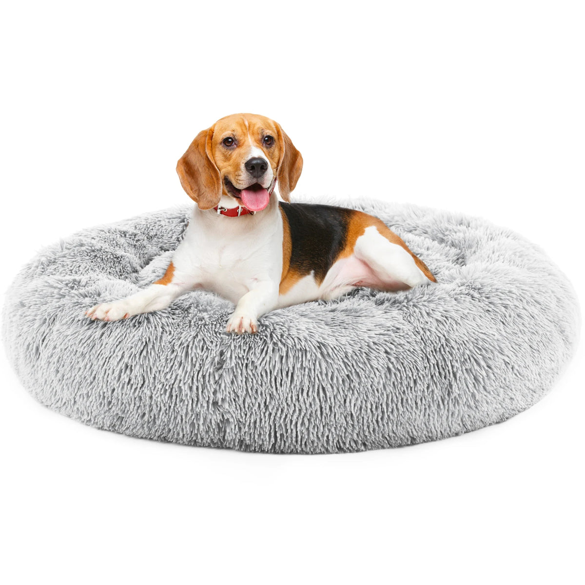 JHK Calming Round Dog Bed Soft Fluffy Plush Washable