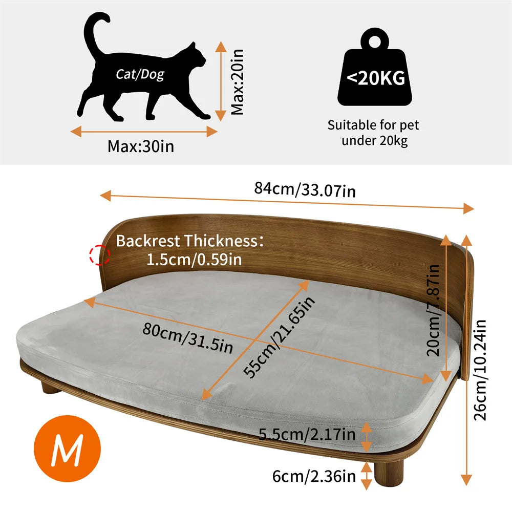 Borwart Elevated Pet Sofa With Eucalyptus Wood Cushion For Dogs
