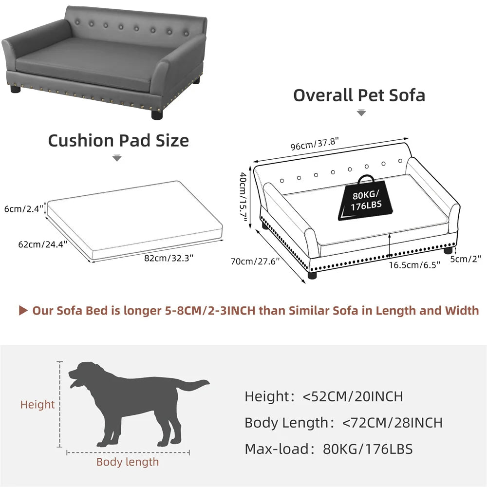 BORWART Raised Dog Sofa Bed With Removable Cover For Pets