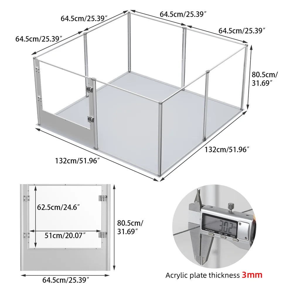 BORWART Acrylic Dog Playpen Indoor Pet Enclosure With Clear Panels