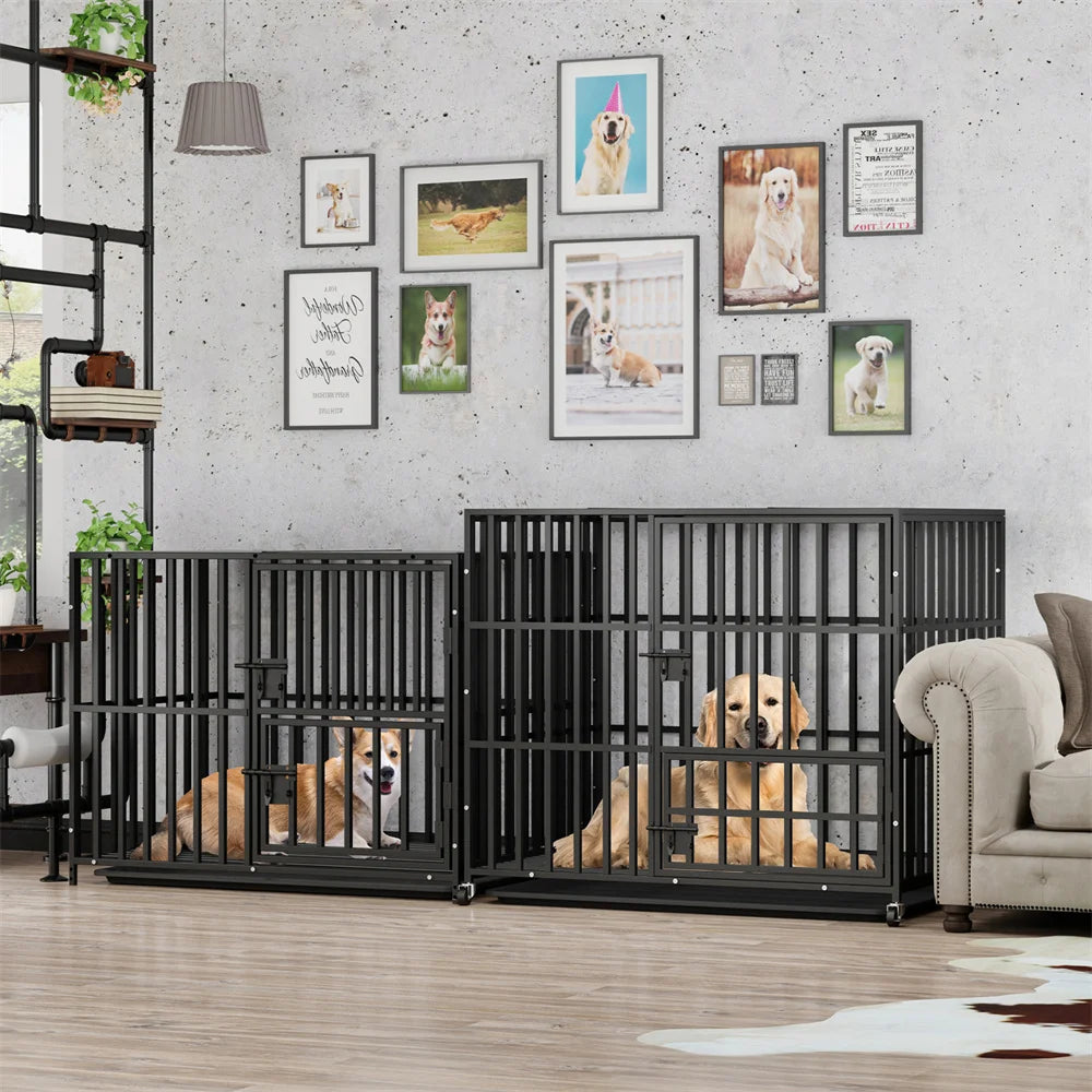 Borwart Heavy Duty Stackable Double Layer Dog Crate Kennel