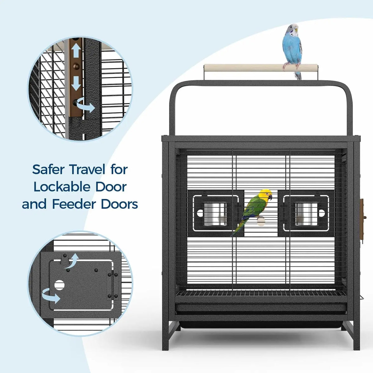 HiMISS Portable Bird Cage With Removable Tray For Small Birds