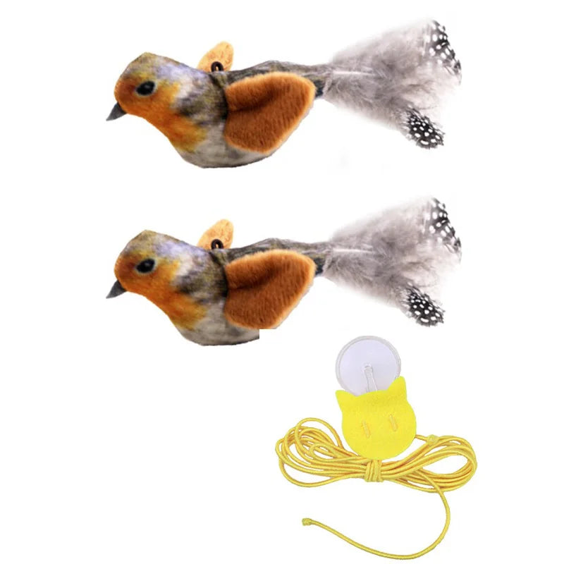 Interactive Wall Mounted Sound Activated Plush Catnip Bird Toy