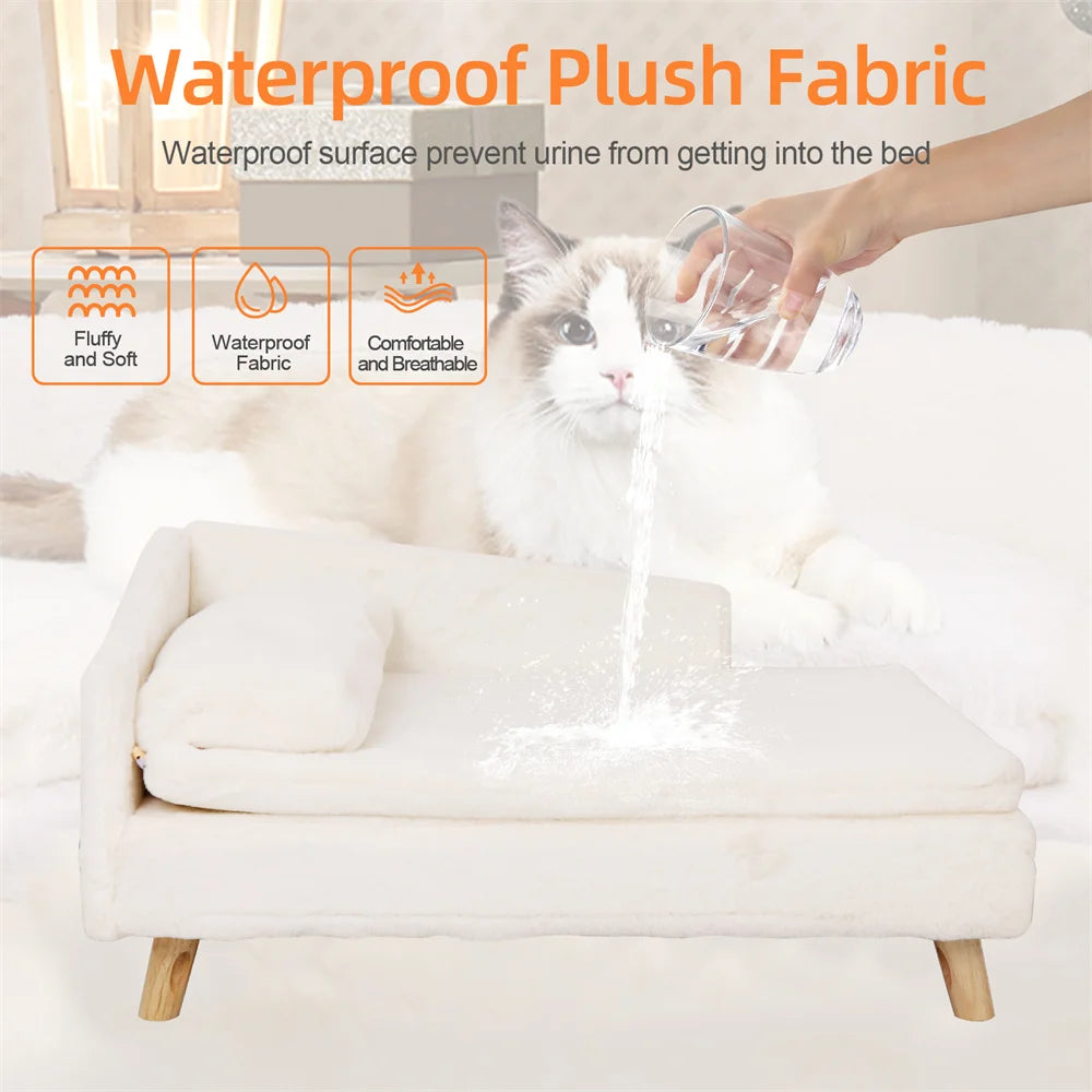 BORWART Elevated Dog Sofa Bed With Plush Waterproof Cushion