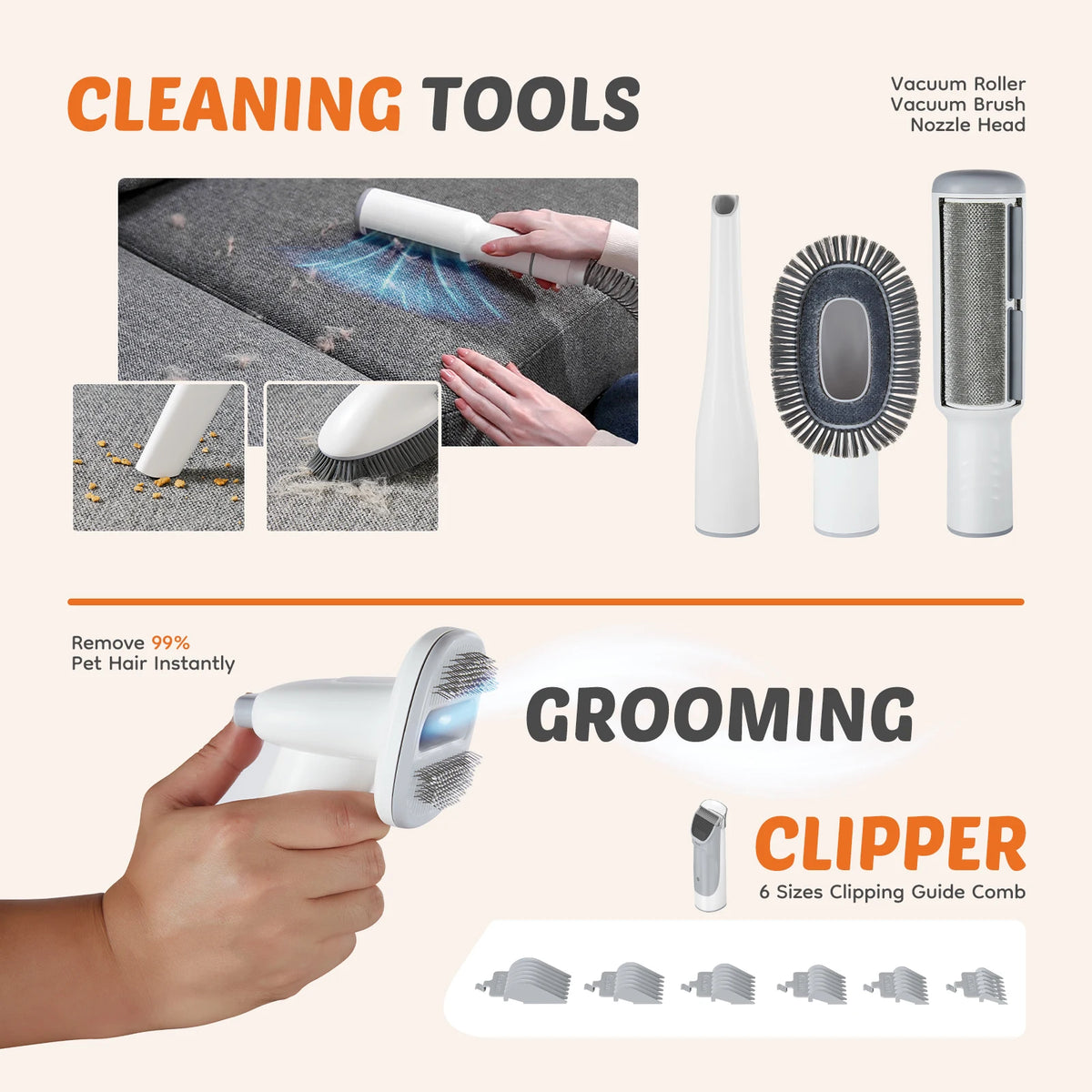 Professional Cordless Pet Grooming Clippers And Vacuum For Dogs Cats