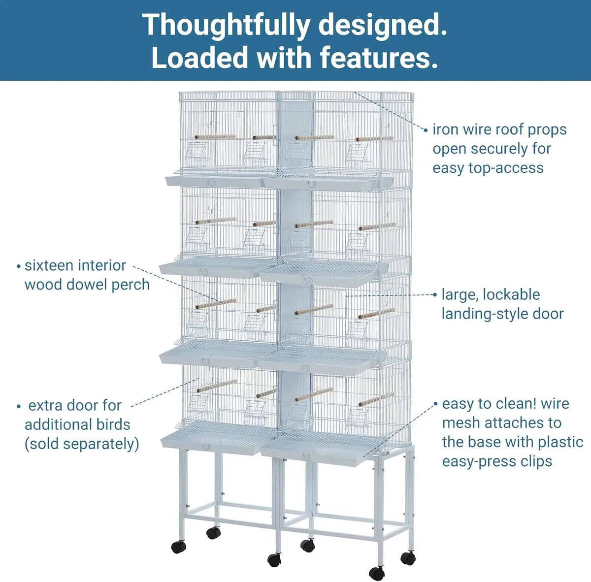 TWISTER.CK Large Bird Cage With Rolling Stand And Detachable Tray