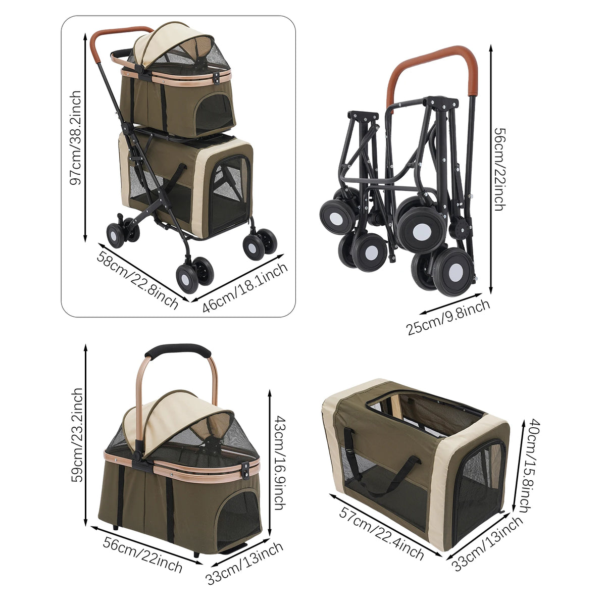 Bymaocar Foldable Pet Stroller With Sunshade And Safety Locks