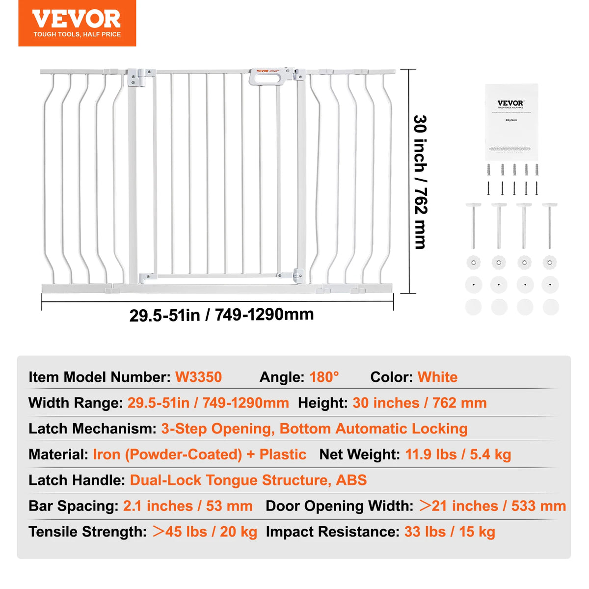 SucceBuy Pressure Mounted Walk Through Baby Pet Security Gate