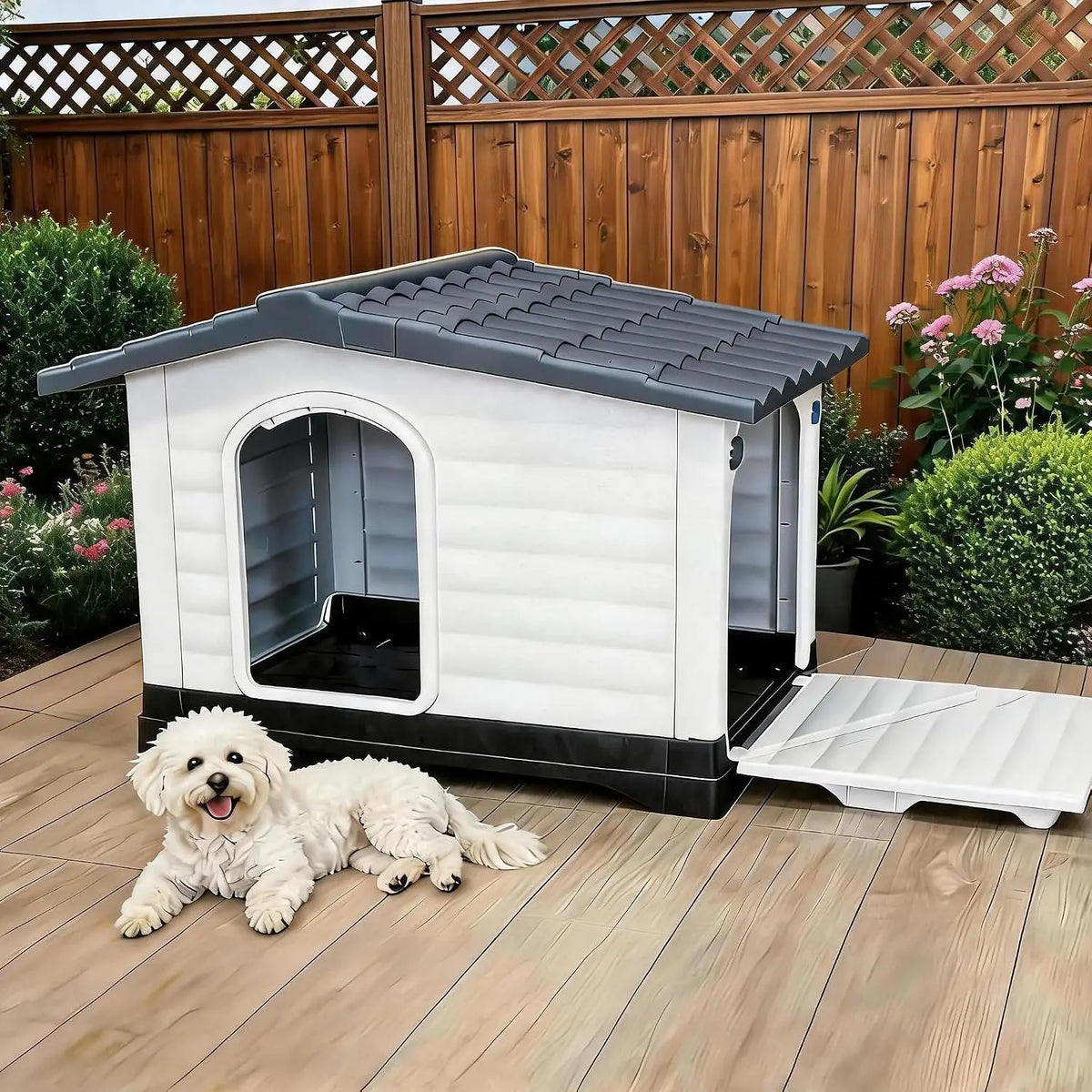 TWISTER CK Waterproof Two Door Dog House With Fold Out Porch
