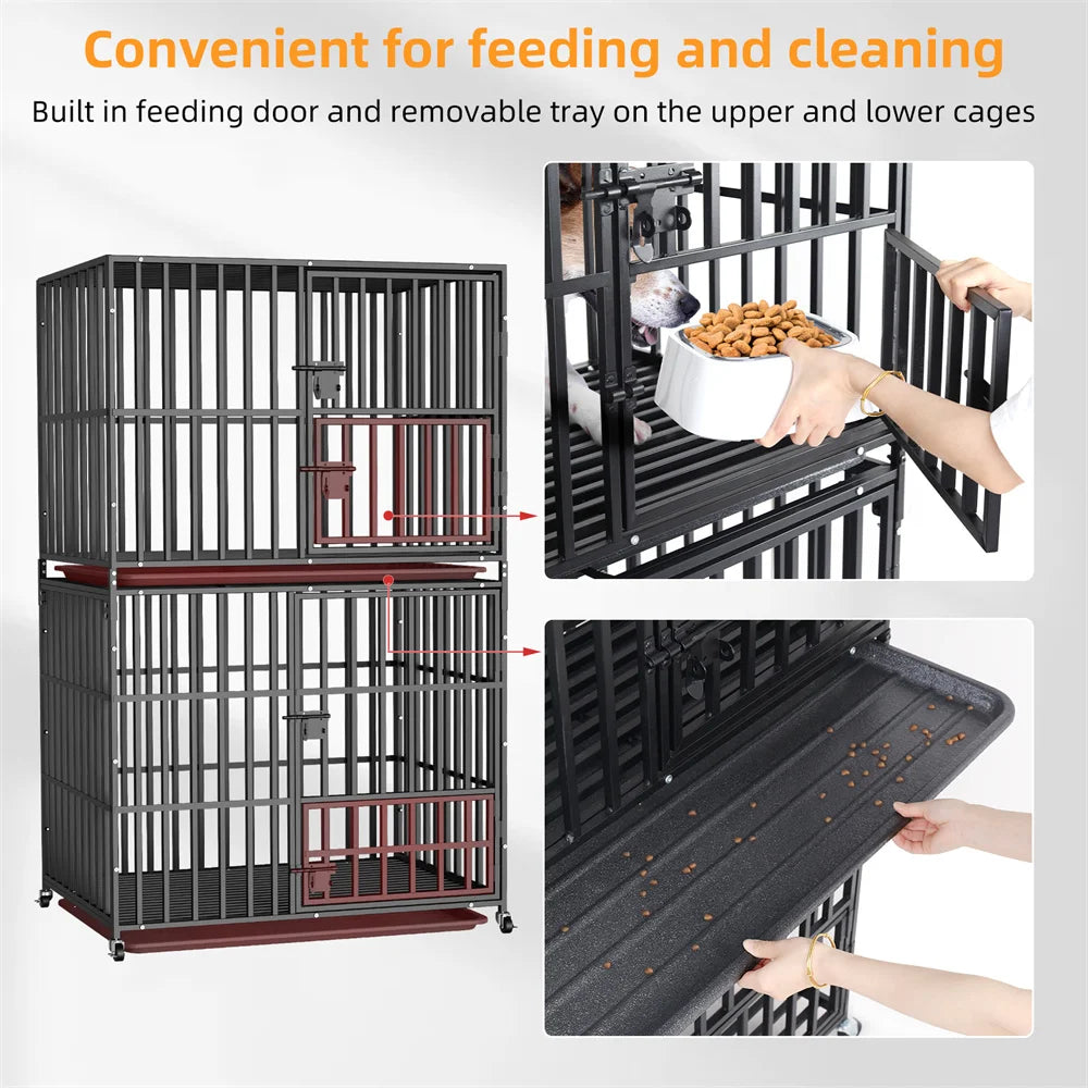 Borwart Heavy Duty Stackable Double Layer Dog Crate Kennel
