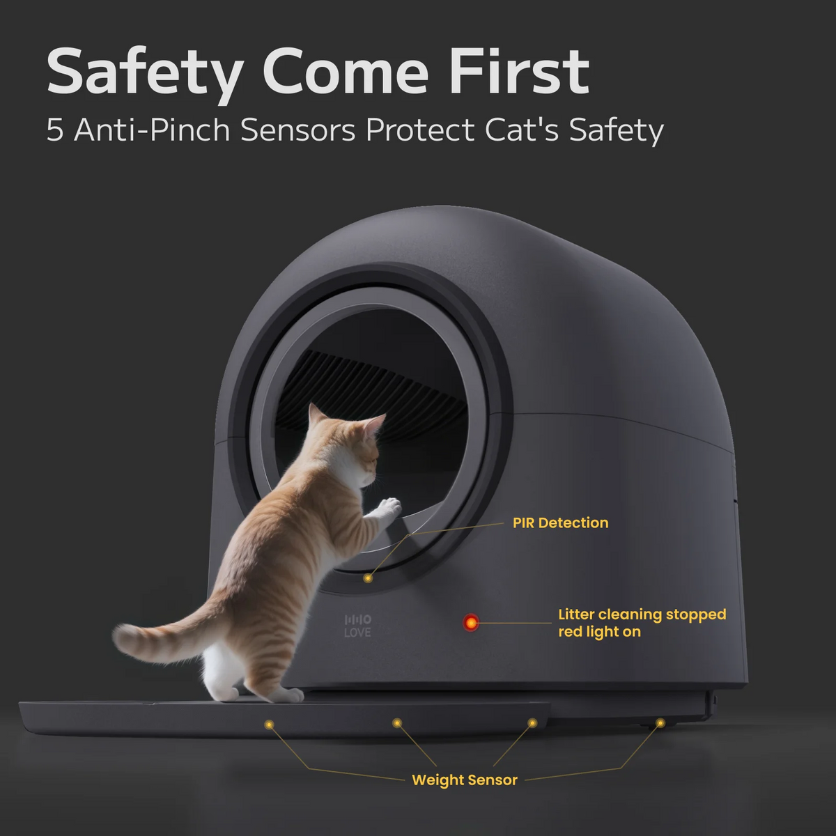 Automatic Self Cleaning Cat Litter Box, Smart Robot Cat Litter Box with APP Control, Automatic Cleaning, Odor Control, Safety Sensors Anti-Pinch, Hands-Free for Multiple Cats