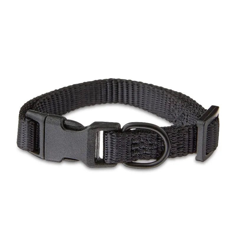 Solid Polyester Adjustable Dog Collar, with 4ft Dog Leash, Black, Extra Small