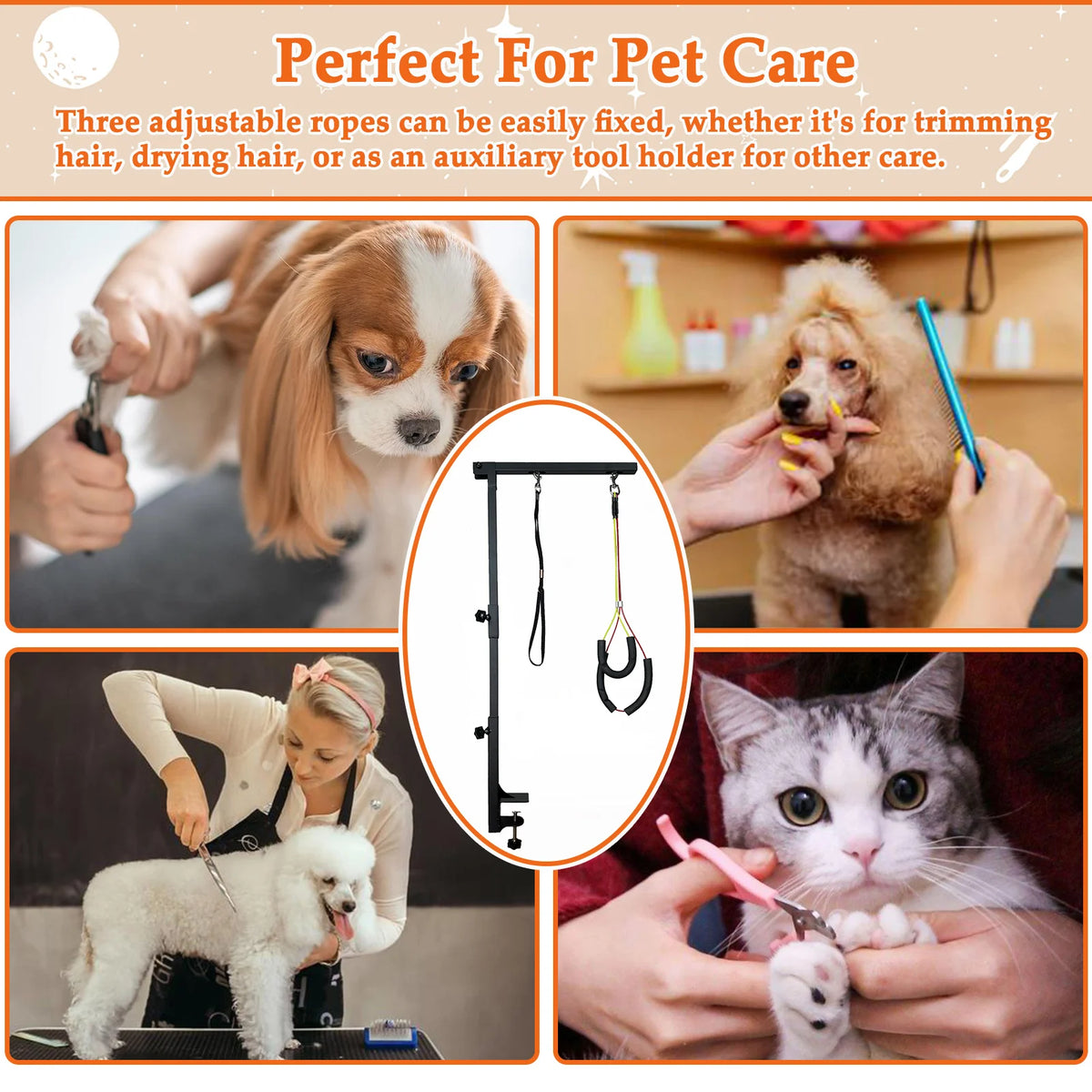 Adjustable Height Metal Dog Grooming Arm With Secure Loop Attachments