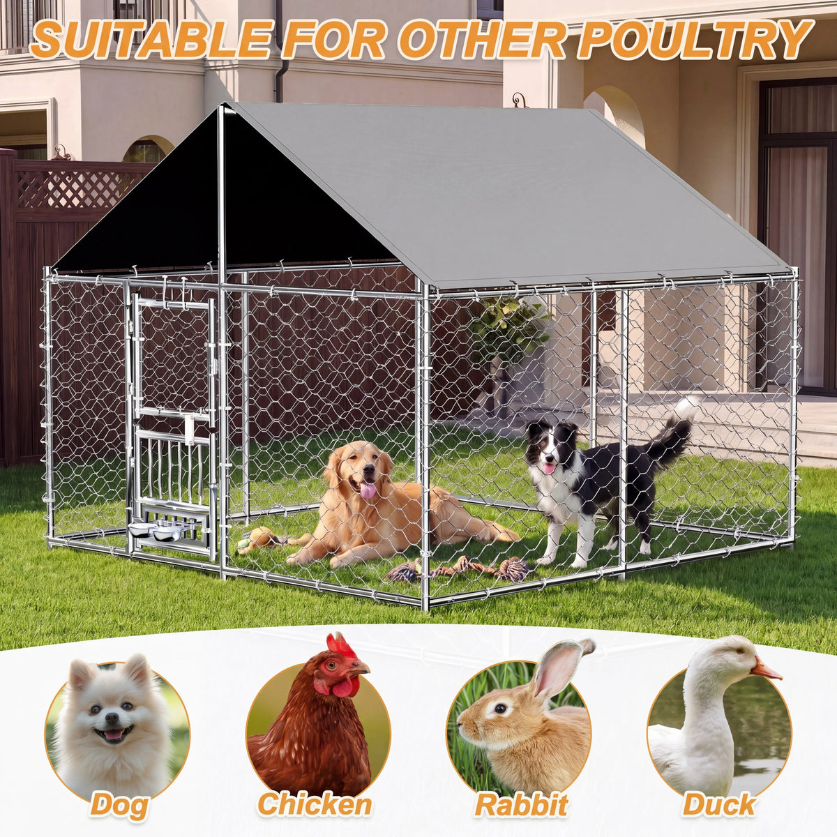 Heavy Duty Outdoor Dog Kennel With Waterproof UV Resistant Roof