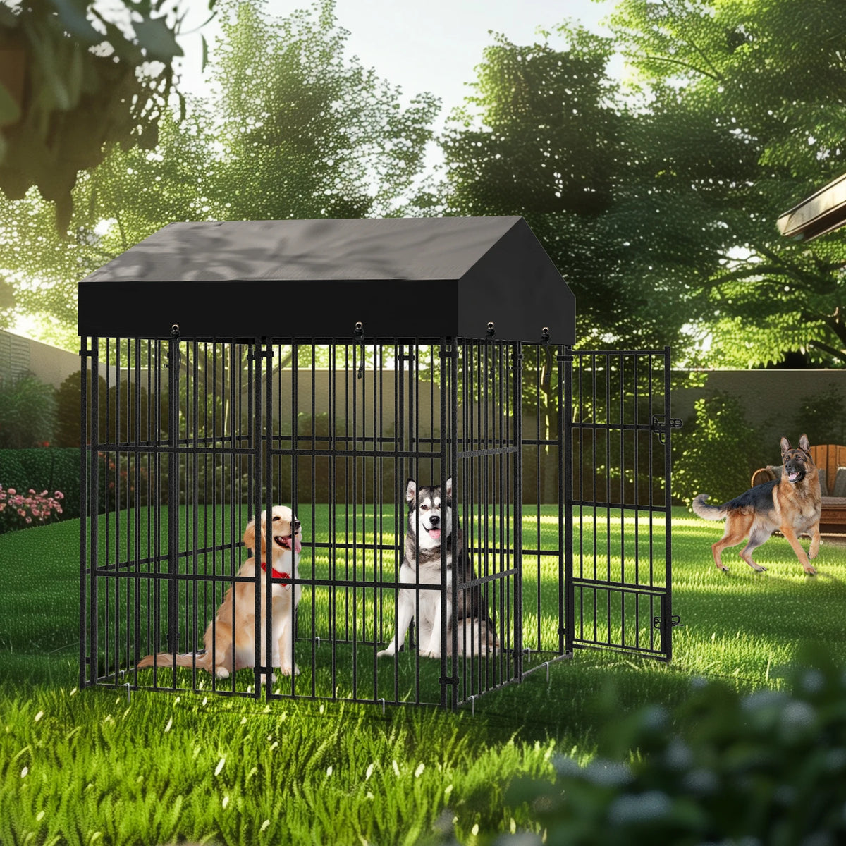 Outdoor Heavy Duty Metal Dog Kennel And Secure Animal Enclosure