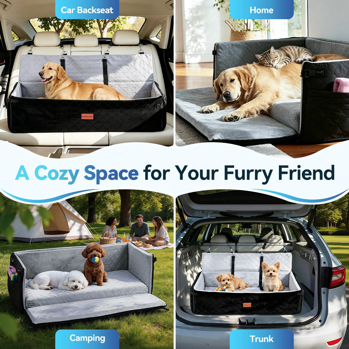 Multi Functional Dog Car Seat With Thick Cushion And Leashes