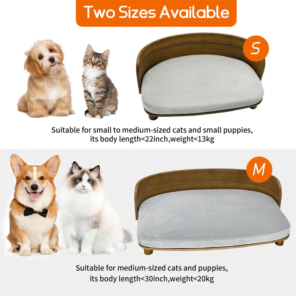 Borwart Elevated Pet Sofa With Eucalyptus Wood Cushion For Dogs