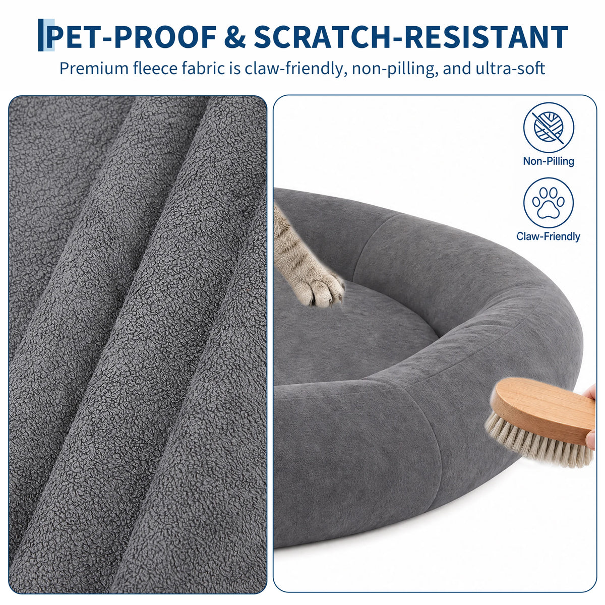 9.8" Round Dog Bed XXL Extra Large Thick Pet Couch Memory Foam Pet Couch for Large & Senior Dogs Supportive Bolster Design Brown Grey