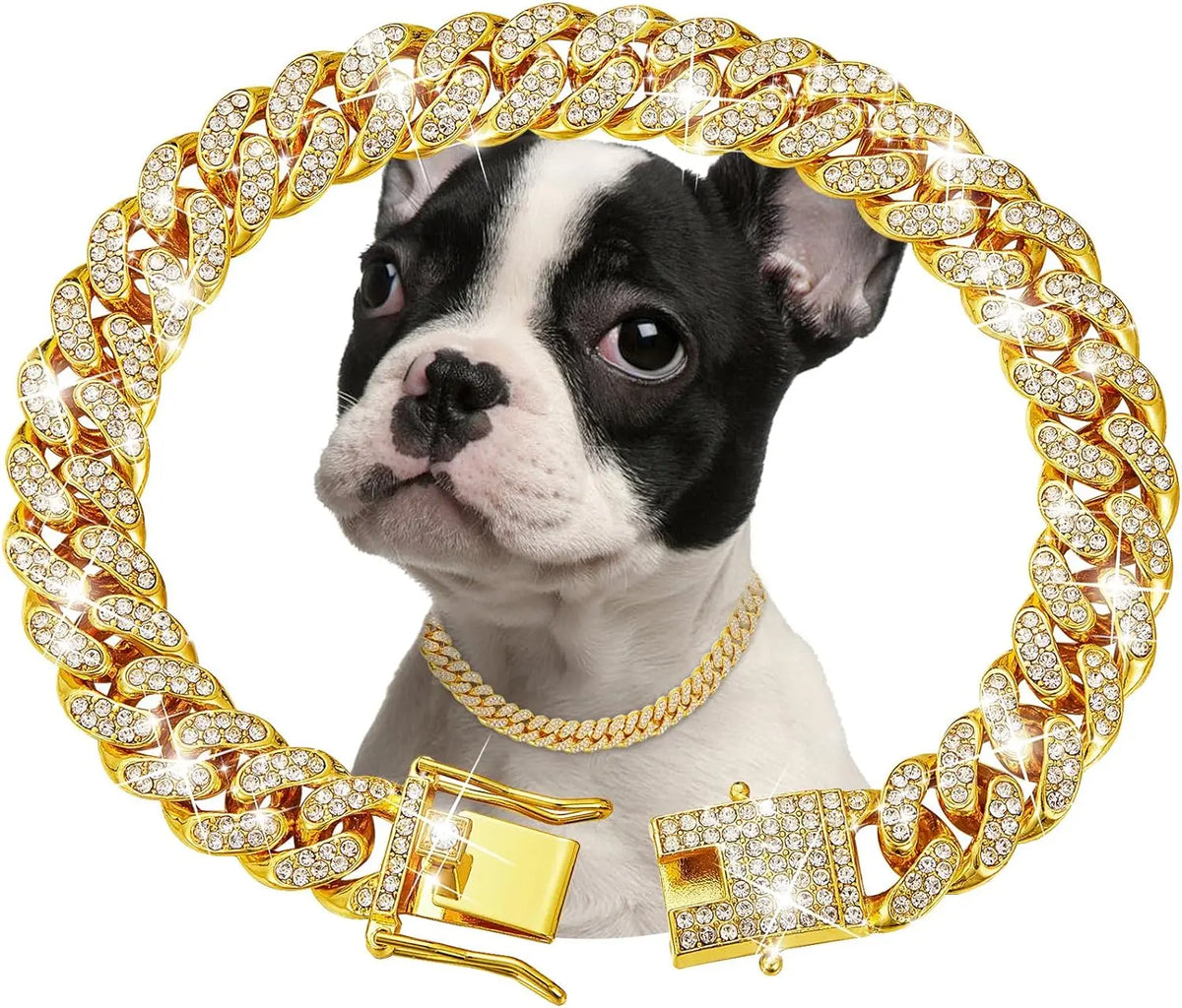 Adjustable Luxury Stainless Steel Dog Chain Collar For Pets