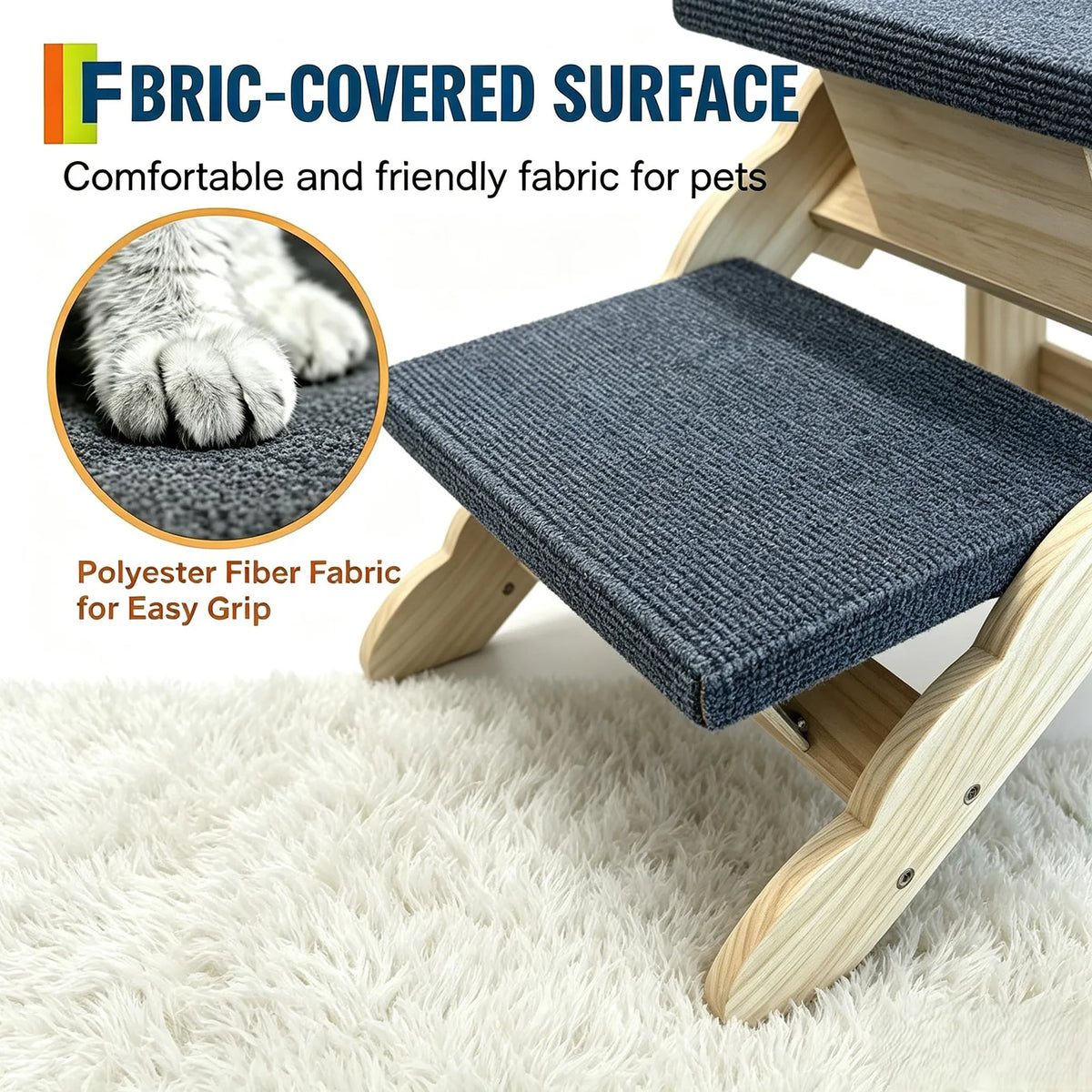 DishyKooker Wooden Pet Stairs Folding Dog Ramp Non Slip Base