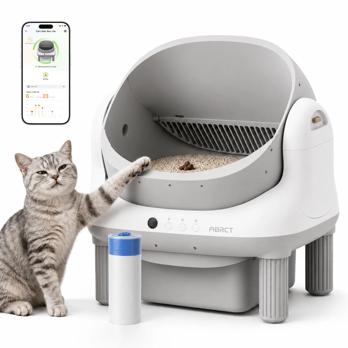 Open Top Self Cleaning Litter Box,Electronic Hands-Free,Smart Robot,Automatic Cleaning Litter Box-App Control & Safe Anti-Pinch,with Safety Sensors & Liner for Small &Medium-sized Cats