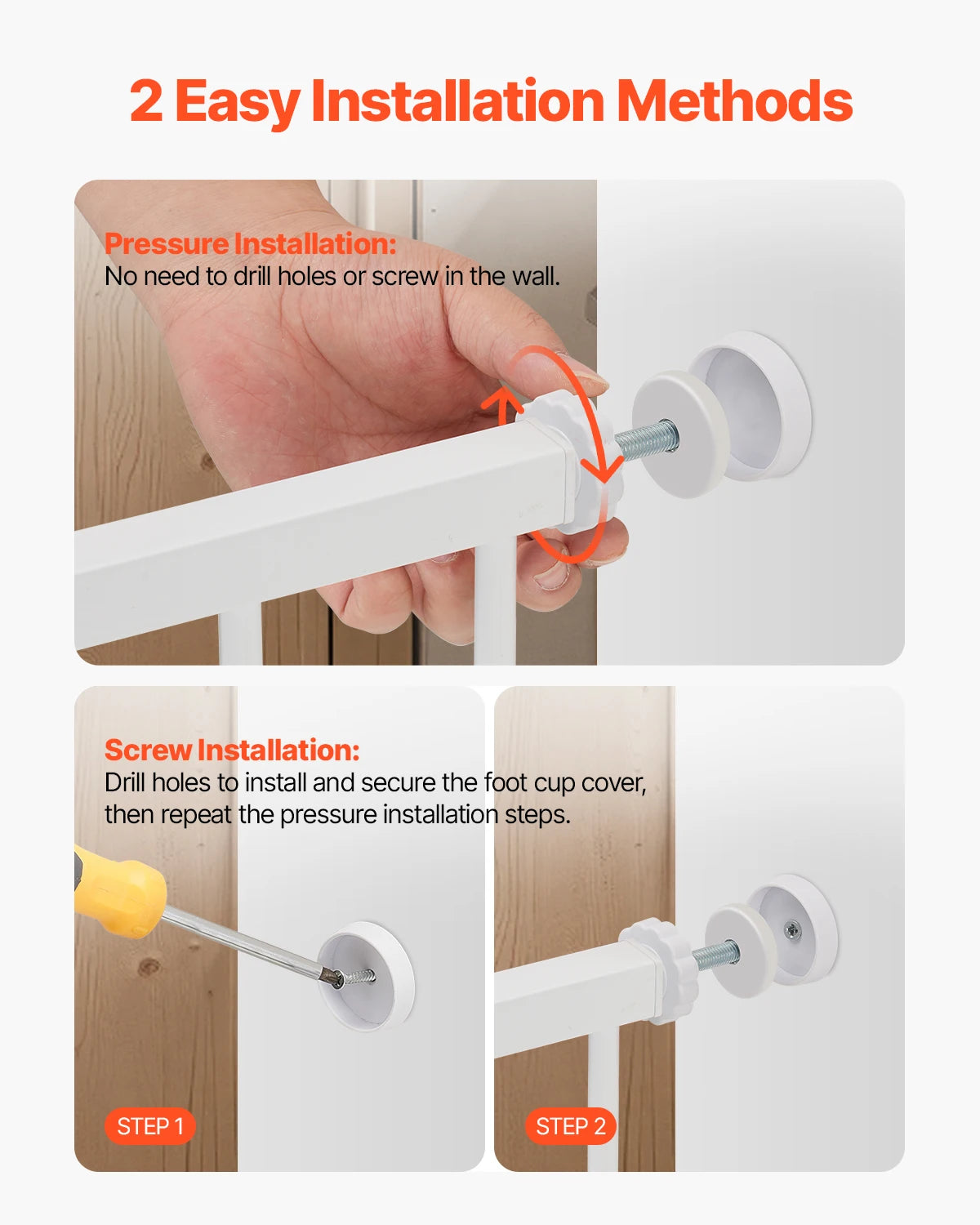 SucceBuy Pressure Mounted Walk Through Baby Pet Security Gate