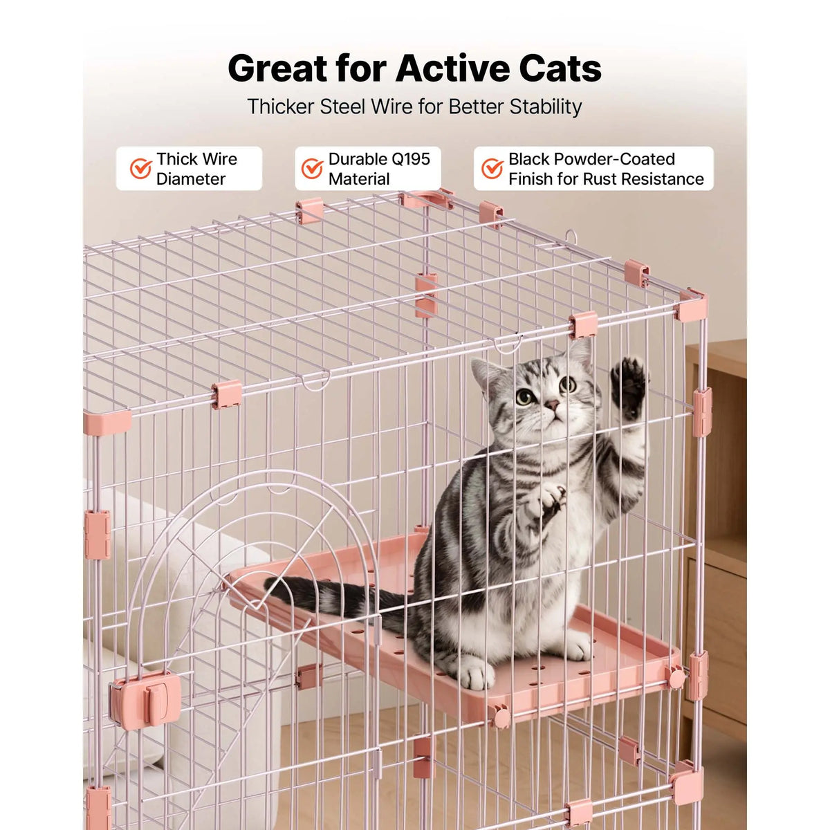 Four Tier Indoor Cat Playpen With Ladders And Detachable Kennel